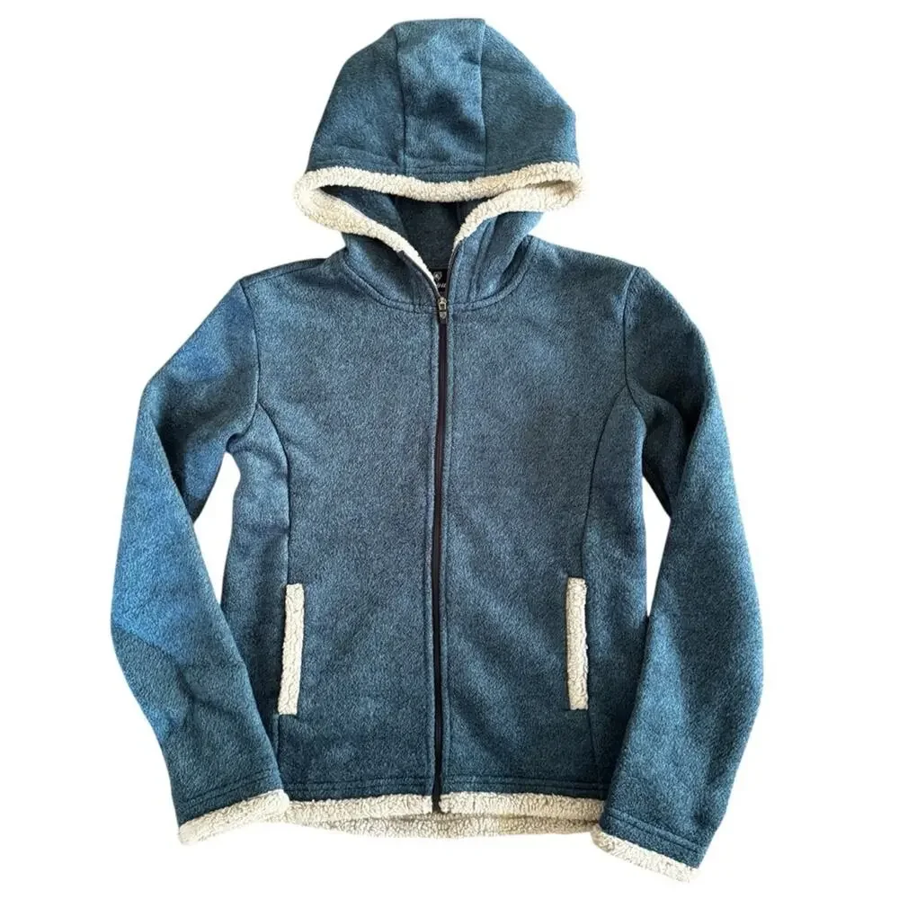 Kuhl Girls Apres Hooded Fleece Jacket Cozy Storm Blue Size L (12)